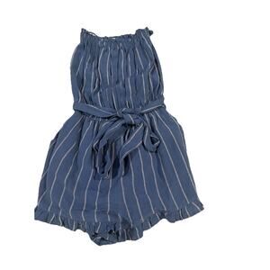 Billabong Blue Stripe Strapless Romper Girls L 10 12 Tie Waist Beach